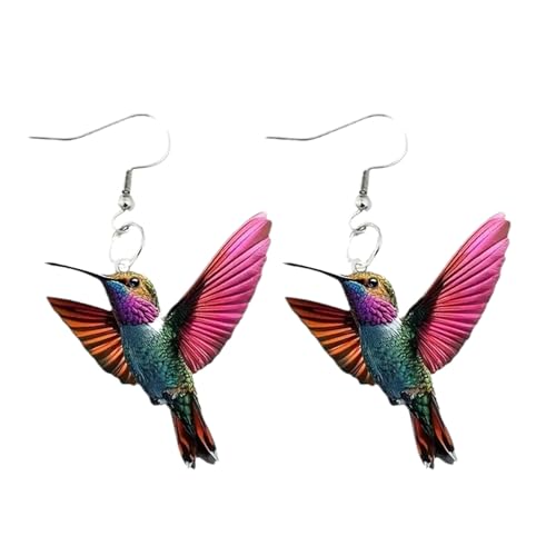 Duroecsain Kolibri-Ohrringe, Kolibri-Ohrringe, Modeschmuck, Ohrringe aus Acryl, 2D, lustig und lustig von Duroecsain