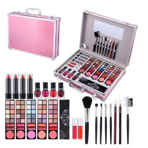 Duroecsain Komplettes Make-up-Set mit allen Elementen, Make-up-Pinsel, Lidschatten, Lipgloss, Kosmetik, wasserdicht, tragbar, Werkzeugset für die Reise von Duroecsain