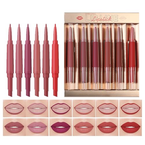 Duroecsain Lippenstift-Sets und Lippenstift für Frauen, 6-teiliges Set für Lippen-Make-up, aus mattem Samt mit langanhaltendem Fleckeneffekt, Make-up-Set, wasserdicht, für von Duroecsain