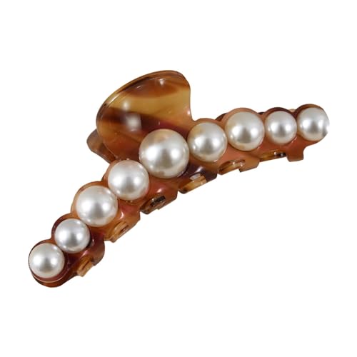 Duroecsain Perlen-Haarklammer für Damen, Haarklammer mit Perlen, schöne Haarklammer mit Perlen, rutschfest, starker Halt, lange Kiefer Clips, Haarspangen, von Duroecsain