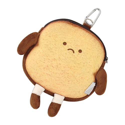 Duroecsain Plüsch-Geldbörse, Toast-Geldbörse, Toast-Wechselhalter mit Reißverschluss, Plüsch-Münztasche, kleine Geldbeutel, niedlicher Taschenanhänger für Erwachsene und, Toast, Se référer au von Duroecsain