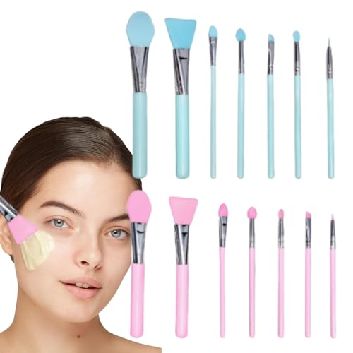 Duroecsain Silikon-Make-up-Pinsel-Set, 14-teilig, zum Auftragen von Lidschatten, für Creme-Make-up und zur Herstellung von Duroecsain