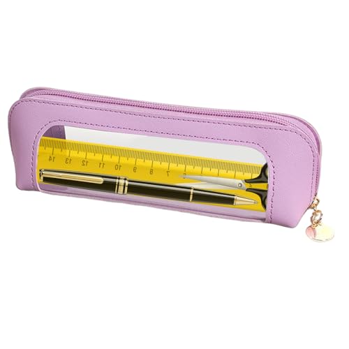 Duroecsain Transparentes Federmäppchen, transparente Stiftetasche | Stiftetui mit Reißverschluss, Kosmetiktasche mit Reißverschluss, transparentes Federmäppchen, Make-up-Taschen, violett, Se référer von Duroecsain