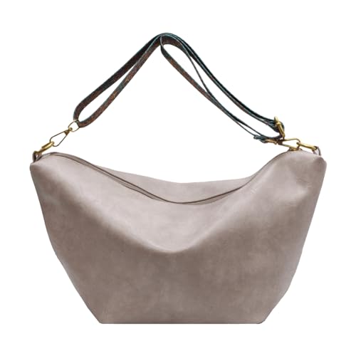 Duroecsain Umhängetasche aus weichem PU-Leder, Tragetasche aus Kunstleder – Retro-Tasche mit großem Fassungsvermögen, verstellbare Umhängetasche für Damen, modischer Look, grau, Se référer au von Duroecsain