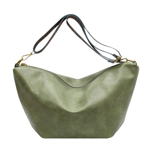 Duroecsain Umhängetasche aus weichem PU-Leder, Tragetasche aus Kunstleder – Retro-Tasche mit großem Fassungsvermögen, verstellbare Umhängetasche für Damen, modischer Look, grün, Se référer au von Duroecsain