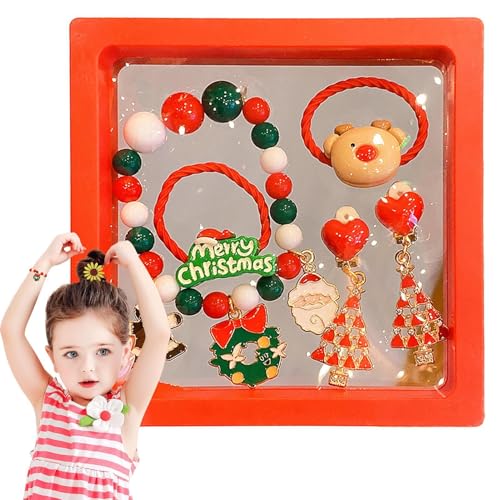 Weihnachtsarmband, Weihnachtsschmuck – buntes Schmuckset für den Weihnachtsbaum von Santa Elk – Set aus Armbändern und Haarschleifen mit Clips für die Ohren für Weihnachten, Weihnachtsarmband, Weihnachtsschmuck – buntes Schmuckset für den Weihnachtsbaum von Santa Elk – Set aus Armbändern und Haarschleifen mit Clips für die Ohren für Weihnachten, von Duroecsain