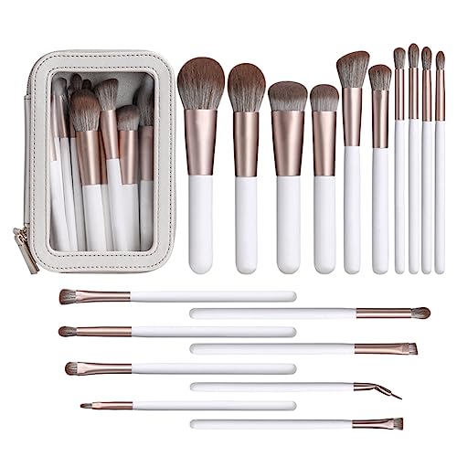 Durratou 18-teiliges Make-up-Pinsel-Set Perlglanz-Weiß-Make-up-Werkzeuge, superweiches Haar, Make-up-Pinsel, Lidschatten-Pinsel-Set von Durratou