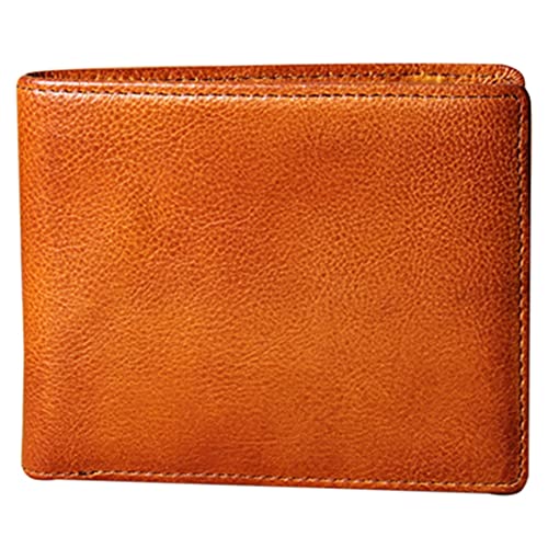 Durratou Handgemachte Retro Leder Herren Brieftasche Einfache Erste Schicht Rindsleder Weiche Dünne Männer Brieftasche Multi-Card Männliche Tasche, gelb von Durratou