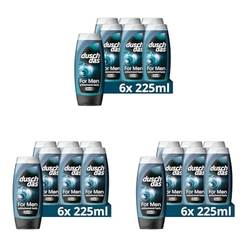 Duschdas 3-in-1 Duschgel & Shampoo For Men Duschbad mit Fresh-Energy-Duftformel sorgt für einen erfrischenden Start in den Tag 6 x 225 ml (Packung mit 3) von Duschdas