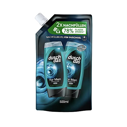 Duschdas 3-in-1 Duschgel & Shampoo For Men Nachfüllbeutel Duschbad mit Fresh-Energy-Duftformel sorgt für einen erfrischenden Start in den Tag 500 ml 1 Stück von Duschdas