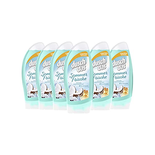 Duschdas Duschgel Damen 6er Pack Sommer Frische Duschbad mit fruchtig-frischem Kokoswasserduft (6 x 250 ml) 1,5L von Duschdas