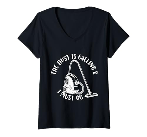 Damen Staub Ruft nach Vakuumdesign T-Shirt mit V-Ausschnitt von Dust Whisperer Designs