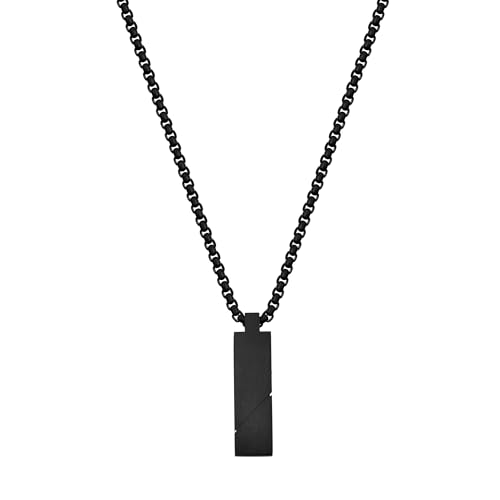 Dustill Bar Halskette | Quader | silberfarben Edelstahl minimalistisch | geometrisch I 60 cm I 2,5 mm I (Bar-matt-schwarz) von Dustill