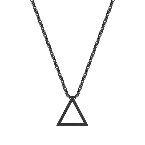 Dustill Dreieckige Halskette Herren matt schwarz Edelstahl I 60 cm I 2,5 mm I (Dreieck) von Dustill