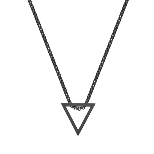 Dustill Dreieckige Halskette für Herren | Invertiertes Design | Matt-Schwarzer Edelstahl | Minimalistisch | Geometrisch | 60 cm | 2,5 mm (Dreieck-invertiert-schwarz) von Dustill