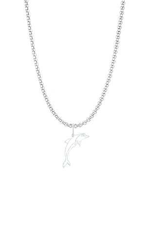 Dustill Halskette für Damen | Silberfarbener Delfin-Anhänger (Delfin-Silber) von Dustill