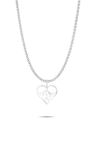 Dustill Halsketten für Damen | Herz-Berge | Silberfarben für Wanderer und Kletterer | Bergkette (Herz-Berge-Silber) von Dustill