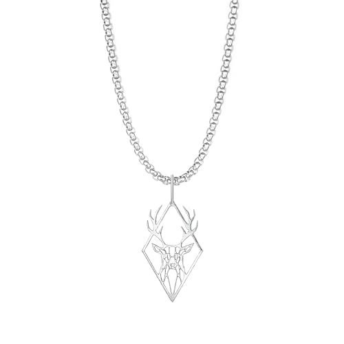 Dustill Halsketten für Herren | Silberfarbene Hirsch-Kette für Jäger und Naturliebhaber (Hirsch-Silber) von Dustill