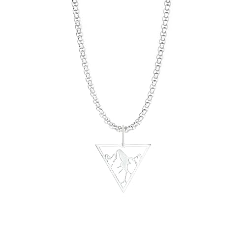 Dustill Halskette für Herren | Bergmotiv für Wanderer und Bergsteiger | Berge | Silberfarben (Berge-Silber) von Dustill