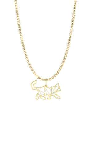 Dustill Halskette für Damen | Goldfarbener Katzen-Anhänger für Tierliebhaber (Katze-Gold) von Dustill