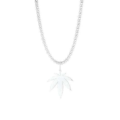 Dustill Halskette für Herren | Silberfarbene Cannabis Kette | Weed | Hanf-Motiv | (Weed-Silber) von Dustill