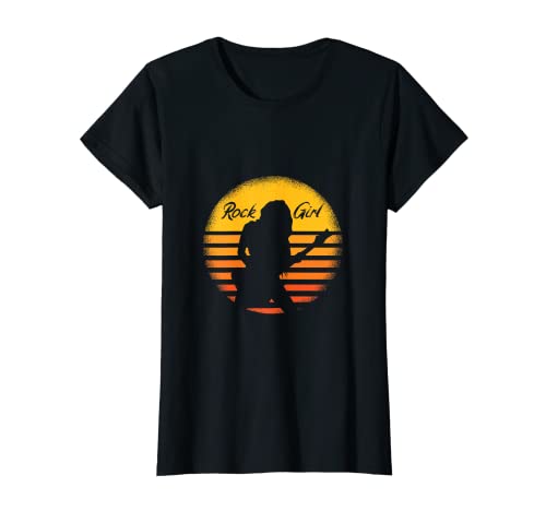 Retro Rock Girl Motiv Rocker Vintage Sonnenuntergang Design T-Shirt von Dustwear Design - Geburtstag und Rock n Roll