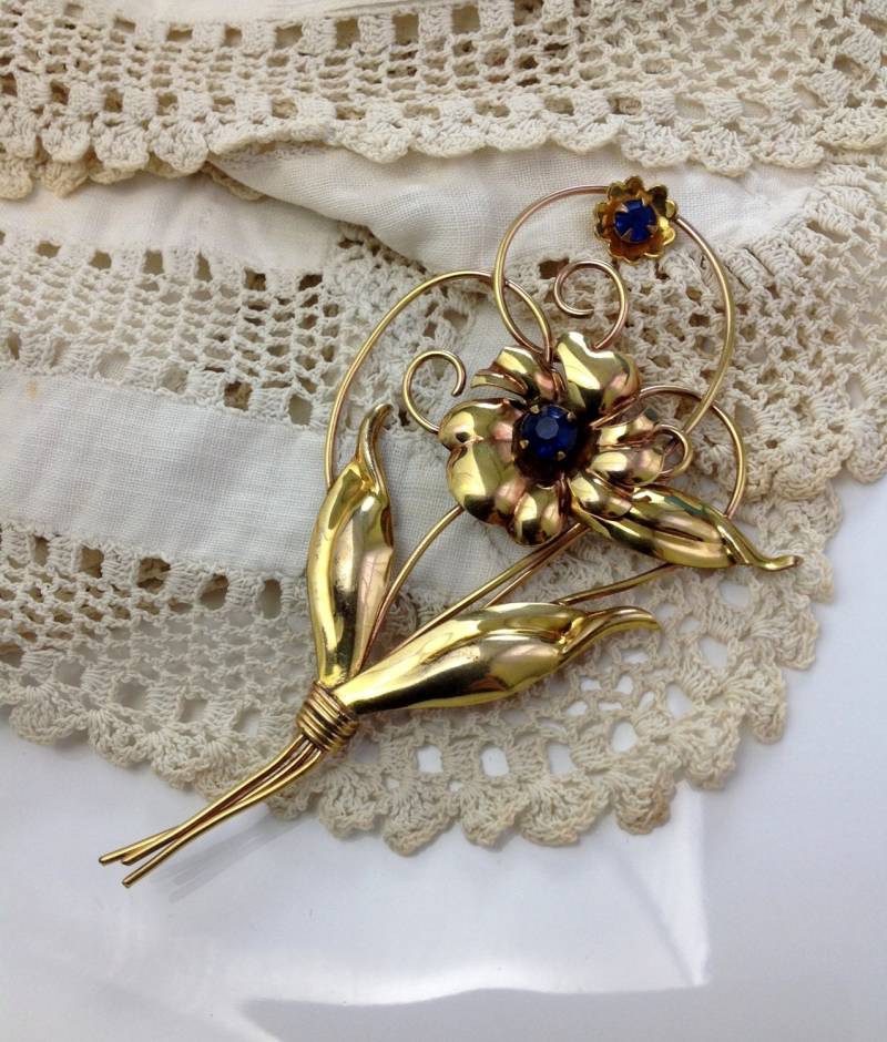 Courtly 1/20 12K Gold Filled Blumen Brosche Courtly 1/20 12K Gold Filled Blumen Brosche von DustyGem