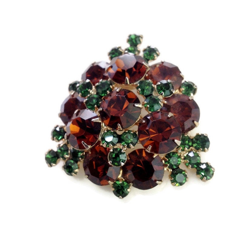Herbst Topas Und Grün Strass Brosche Herbst Topas Und Grün Strass Brosche von DustyGem