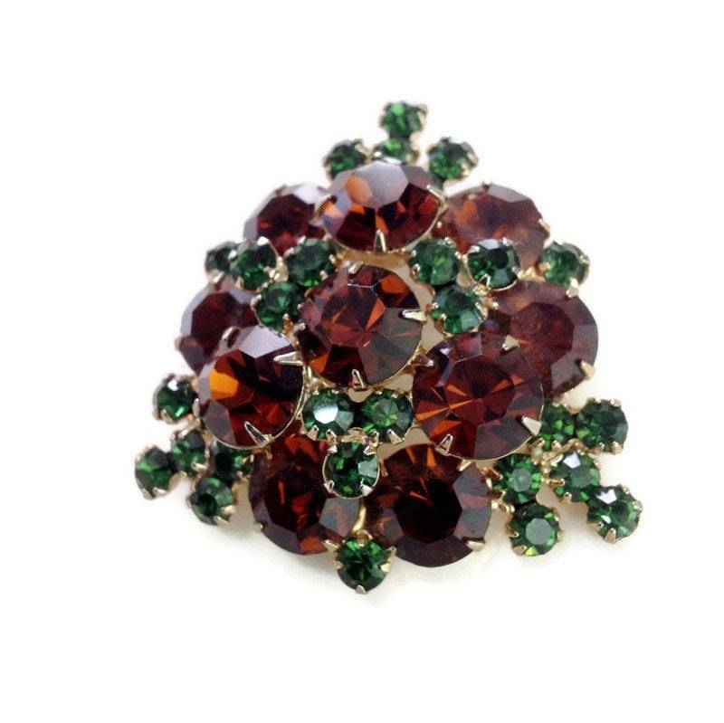 Herbst Topas Und Grün Strass Brosche Herbst Topas Und Grün Strass Brosche von DustyGem