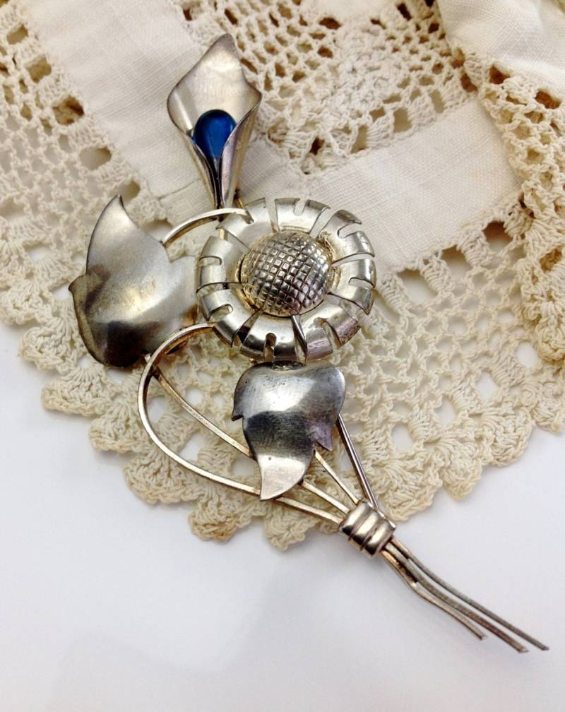 Signierte Truart Sterling Silber Blumen Brosche Signierte Truart Sterling Silber Blumen Brosche von DustyGem