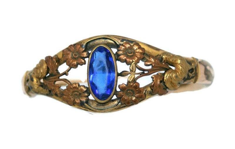 Wb & S Jugendstil, Edwardian, Gold, Roségold, Saphirglas, Hahn Armband, Anfang Der 1900Er Jahre Wb & S Jugendstil, Edwardian, Gold, Roségold, Saphirglas, Hahn Armband, Anfang Der 1900Er Jahre von DustyGem