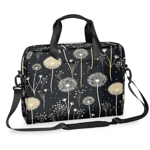 Art Pusteblume Blumenmuster Laptoptasche 16 Zoll Slim Business Aktentasche für Männer Frauen Schultertasche mit Griff & abnehmbarem Gurt Arbeit Büro Computer Messenger Bag von Dusviba
