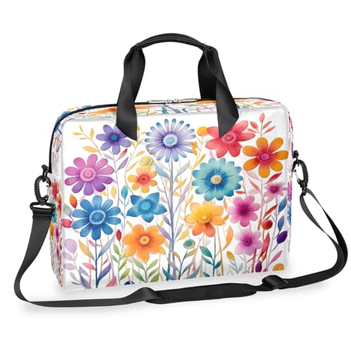 Dusviba Abstrakte Kunst Blumen Laptoptasche 16 Zoll Slim Business Aktentasche für Männer Frauen Schultertasche mit Griff & abnehmbarem Gurt Arbeit Büro Computer Messenger Bag von Dusviba