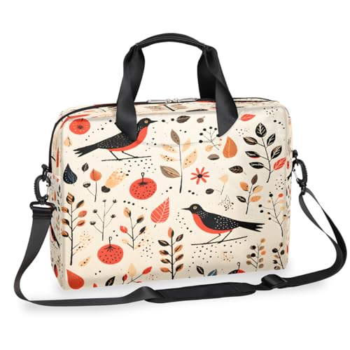 Dusviba Abstrakte Kunst Vogel Blätter Laptoptasche 16 Zoll Slim Business Aktentasche für Männer Frauen Schultertasche mit Griff & abnehmbarem Gurt Arbeit Büro Computer Messenger Bag von Dusviba