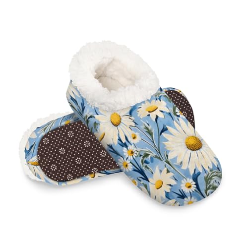 Dusviba Abstrakte Oli-Gemälde-Hausschuhe für Damen und Herren, warme flauschige Indoor-Hausschuhe mit rutschfester Sohle, gemütlicher Plüsch, Winter, Zuhause, Schlafzimmer, Hausschuhe für Büro, Reisen von Dusviba