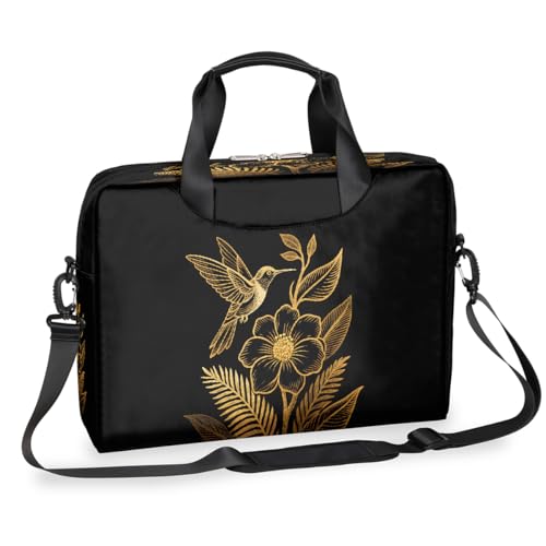 Dusviba Bohemian Kolibri Blume Laptop Tasche 16 Zoll Slim Business Aktentasche für Männer Frauen Schultertasche mit Griff & abnehmbarem Gurt Arbeit Büro Computer Messenger Bag von Dusviba