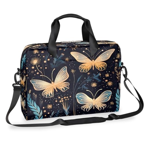 Dusviba Boho Butterfly Leaves Laptoptasche 16 Zoll Slim Business Aktentasche für Männer Frauen Schultertasche mit Griff & abnehmbarem Gurt Arbeit Büro Computer Messenger Bag von Dusviba
