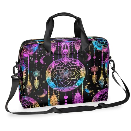 Dusviba Boho Dreamcatcher Moon Laptoptasche 16 Zoll Slim Business Aktentasche für Männer Frauen Schultertasche mit Griff & abnehmbarem Gurt Arbeit Büro Computer Messenger Bag von Dusviba
