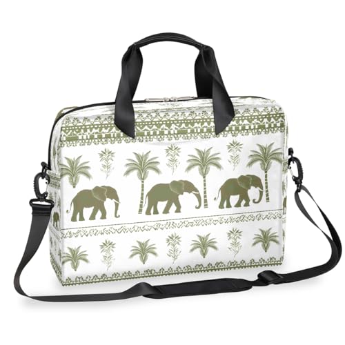 Dusviba Boho Elefant Palme Laptoptasche 16 Zoll Slim Business Aktentasche für Männer Frauen Schultertasche mit Griff & abnehmbarem Gurt Arbeit Büro Computer Messenger Bag von Dusviba