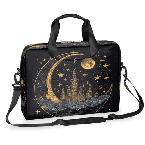 Dusviba Boho Moon Sun Castle Laptoptasche 16 Zoll Slim Business Aktentasche für Männer Frauen Schultertasche mit Griff & abnehmbarem Gurt Arbeit Büro Computer Messenger Bag von Dusviba