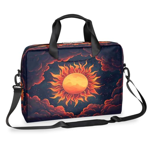 Dusviba Boho Sun Flames Clouds Laptoptasche 16 Zoll Slim Business Aktentasche für Männer Frauen Schultertasche mit Griff & abnehmbarem Gurt Arbeit Büro Computer Messenger Bag von Dusviba