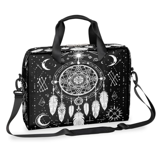Dusviba Dreamcatcher Bohemian Moon Laptoptasche 16 Zoll Slim Business Aktentasche für Männer Frauen Schultertasche mit Griff & abnehmbarem Gurt Arbeit Büro Computer Messenger Bag von Dusviba