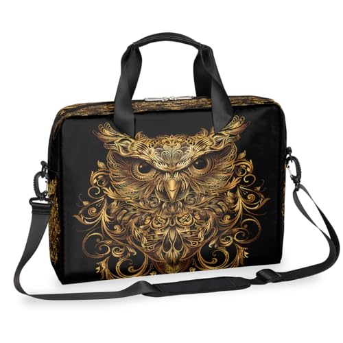 Dusviba Ethnische Boho Eule Vogel Laptoptasche 16 Zoll Slim Business Aktentasche für Männer Frauen Schultertasche mit Griff & abnehmbarem Gurt Arbeit Büro Computer Messenger Bag von Dusviba
