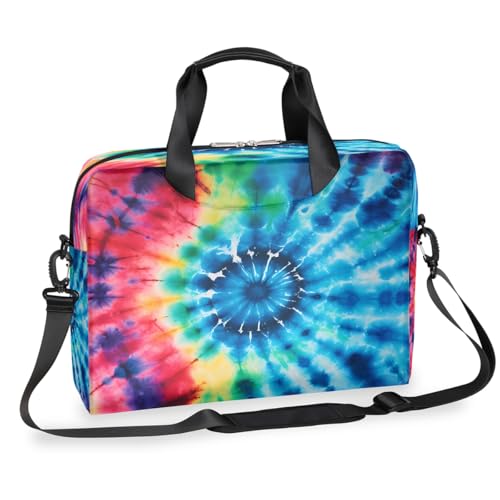 Dusviba Ethnische Regenbogen-Laptop-Tasche, 16 Zoll, schlanke Business-Aktentasche für Männer und Frauen, Schultertasche mit Griff und abnehmbarem Riemen, für Arbeit, Büro, Computer, Messenger Bag von Dusviba