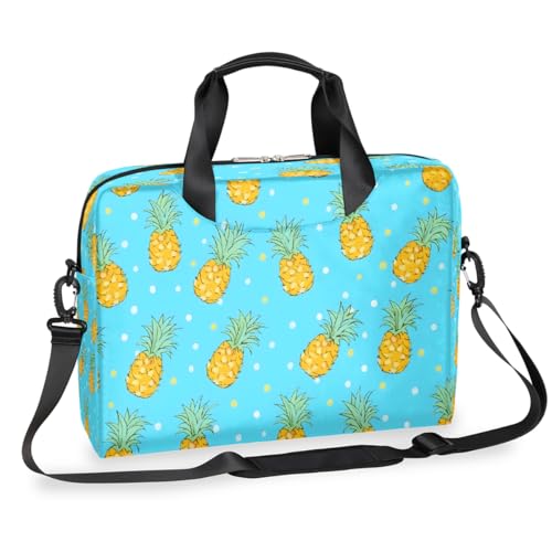 Dusviba Fruit Pineapple Polka Dot Laptoptasche 16 Zoll Slim Business Aktentasche für Männer Frauen Schultertasche mit Griff & abnehmbarem Gurt Arbeit Büro Computer Messenger Bag von Dusviba