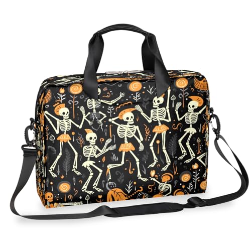 Dusviba Funny Mexica Skelett Laptoptasche 16 Zoll Slim Business Aktentasche für Männer Frauen Schultertasche mit Griff & abnehmbarem Gurt Arbeit Büro Computer Messenger Bag von Dusviba