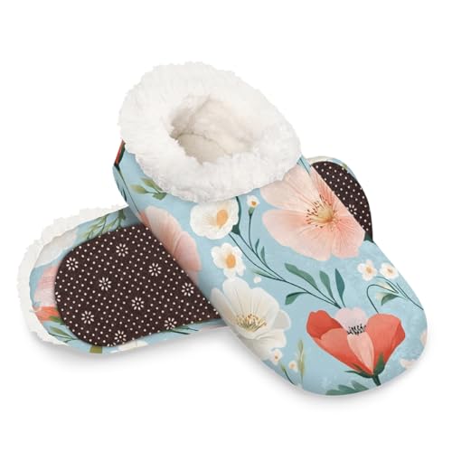 Dusviba Hausschuhe für Damen und Herren, warme flauschige Hausschuhe mit rutschfester Sohle, gemütlicher Plüsch, Winter, Zuhause, Schlafzimmer, Hausschuhe für Büro, Reisen, Hotel, Geschenke, Größe M von Dusviba