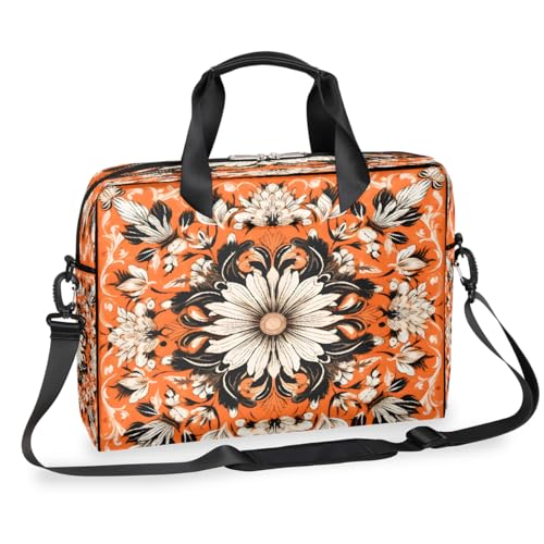 Dusviba Laptoptasche mit ethnischem Blumenmuster, 16 Zoll, schlanke Business-Aktentasche für Männer und Frauen, Schultertasche mit Griff und abnehmbarem Riemen, für Arbeit, Büro, Computer, Messenger von Dusviba