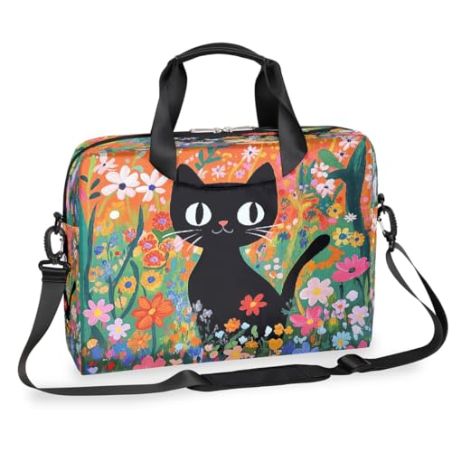 Dusviba Laptoptasche mit niedlichem Katzenmotiv, 40,6 cm, schmal, für Damen und Herren, Schultertasche mit Griff und abnehmbarem Riemen, für Arbeit, Büro, Computer, Kuriertasche von Dusviba