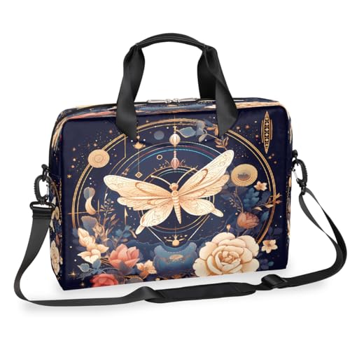 Dusviba Mystical Butterfly Flower Laptoptasche, 16 Zoll, schlanke Business-Aktentasche für Männer und Frauen, Schultertasche mit Griff und abnehmbarem Riemen, für Arbeit, Büro, Computer, Messenger Bag von Dusviba